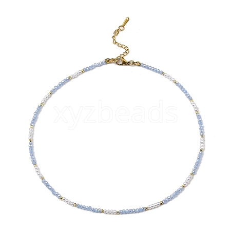 Glass Beaded Necklaces NJEW-P297-01G-02-1