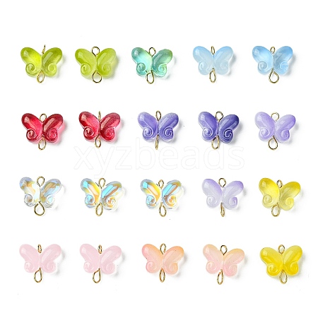 Butterfly Gradient Color Baking Paint Transparent Glass Connector Charms PALLOY-JF03278-01-1