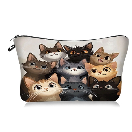 Polyester Cartoon Cute Cat Printed Cosmetic Zipper Clutch Bags PW-WGABF03-04-1