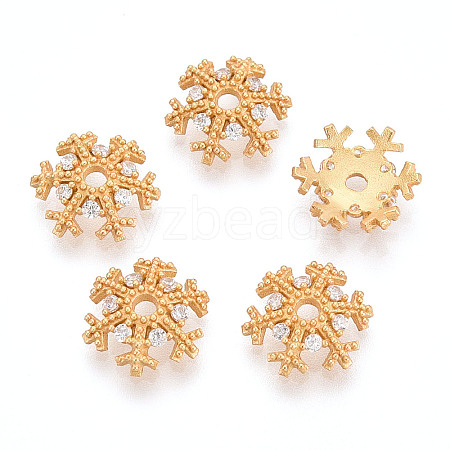 925 Sterling Silver Micro Pave Clear Cubic Zirconia Bead Caps STER-T008-42G-1