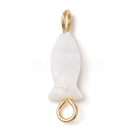 Natural Freshwater Shell Fish Links Connector Charms PALLOY-JF02821-1