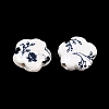 Floral Printed Porcelain Beads X-PORC-Q166-1-4