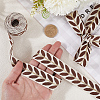 3 Yards Polyester Leaf Jacquard Ribbons SRIB-WH20020-020D-3