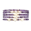 5Pcs 5 Style Natural Amethyst & Pearl & Shell Star Beaded Stretch Bracelets Set BJEW-JB09495-04-3