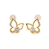 Butterfly Brass Micro Pave Cubic Zirconia Stud Earrings EJEW-B131-07G-03-4