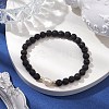 6mm Round Natural Lava Rock & Pearl Beaded Stretch Bracelets for Women BJEW-JB10619-02-2