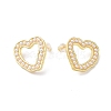 Plastic Imitation Pearl Beaded Hollow Out Heart Stud Earrings EJEW-F306-02G-1