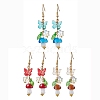 304 Stainless Steel Butterfly & Mushroom Dangle Earrings for Women EJEW-JE06235-1