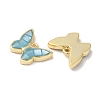Rack Plating Brass & Shell Butterfly Charms with Epoxy Resin KK-K380-02G-2