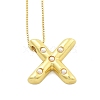 Brass & Plastic Pearl Letter Pendant Box Chain Necklaces for Women NJEW-U017-01G-24-1