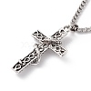 Alloy Cross with Snake Pendant Necklace with 304 Stainless Steel Chains NJEW-C007-09AS-1