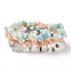 Chips Natural Rutilated Quartz & Flower Amazonite & Sunstone Beaded Stretch Bracelets Sets X-BJEW-JB05332-06-1