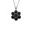 Natural Dyed & Heated Black Agate Flower Pendant Necklaces FO7861-6-1