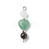 Heart Gemstone Links Connector Charms PALLOY-JF03231-3