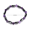 Round Natural Amethyst Stretch Bracelets X-BJEW-G072-10-2