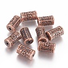 Tibetan Style Alloy Flower Pattern Column Beads TIBEB-7424-R-NR-1