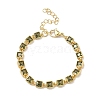 Square Brass Pave Cubic Zirconia Link Chain Bracelets for Women BJEW-P385-04G-02-1