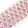 Electroplate Transparent Glass Beads Strands X-EGLA-T020-16C-1