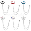 HOBBIESAY 6Pcs 6 Colors Rhinestone Crown Hanging Chain Brooches JEWB-HY0001-30-1