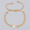 Golden Tone Daisy Braided Bead Bracelets WY1454-12-1