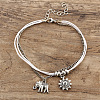 Alloy Elephant Flower Charm Multi-strand Anklets for Women FS-WG259DB-01-1