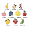 40Pcs 10 Style Fruit Theme Light Gold Plated Alloy Enamel Pendants ENAM-ZZ0001-09-2