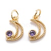 Real 18K Gold Plated Brass Micro Pave Cubic Zirconia Charms ZIRC-M114-52G-03-1