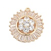 Brass Micro Pave Cubic Zirconia with Glass Pendants KK-Q026-15G-1