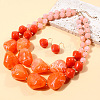 ABS Plastic Beaded Double Layer Necklaces & Dangle Earrings Sets for Women WGBA665-02-1