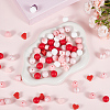 150Pcs 6 Styles Round & Heart Silicone Beads SIL-PA0001-37-4