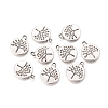 Flat Round with Tree Tibetan Style Alloy Pendants TIBEP-R338-10AS-NR-1