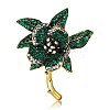 Flower Alloy Rhinestone Brooches for Backpack Clothes PW-WG76595-02-5