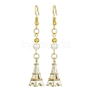 Alloy Enamel Eiffel Tower Dangle Earrings with Imitation Pearl Beaded EJEW-JE05422-03-1