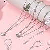 2Pcs Alloy Curb Chain Finger Ring Bracelets for Women BJEW-CY0001-06-7