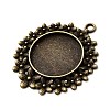 Vintage Tibetan Style Alloy Flower Pendant Cabochon Bezel Settings X-TIBEP-M018-65AB-NF-2