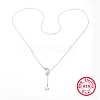 925 Sterling Silver Moon & Star Cable Chain Lariat Necklaces for Women IU6306-1