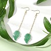 Glass Leaf & 304 Stainless Steel Dangle Earrings for Women EJEW-JE06232-2