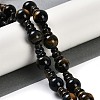 Natural Yellow Tiger Eye & Dyed Blue Tiger Eye 3-Hole Guru Beads Strands G-H064-E05-01A-2