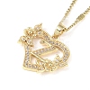 304 Stainless Steel Heart Pendant Necklaces with Cubic Zirconia NJEW-H029-01G-Z-1