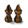 Natural Tiger Eye Carved Healing Cat with Witch Hat Figurines DJEW-D012-07B-1