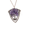 Natural Amethyst Brass Wire Wrapped Pendants PW-WG73420-01-1