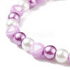 Acrylic Heart & Glass Pearl Beaded Stretch Bracelet for Women BJEW-JB08393-5