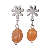 Natural Mixed Gemstone Twist Oval Dangle Stud Earrings EJEW-JE05664-3