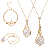 4Pcs 4 Styles Brass Braided Macrame Pouch Empty Stone Holder Bracelet Making & Necklaces Making Set for Women SJEW-DC00001-1