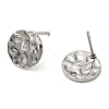 Non-Tarnish 201 Stainless Steel Textured Flat Round Stud Earring Findings EJEW-H096-03P-2