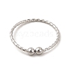 304 Stainless Steel Beaded Open Cuff Ring for Women RJEW-E070-02P-3