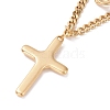 Vacuum Plating 304 Stainless Steel Double Chains Multi Layered Necklace with Cross Charms for Women STAS-E155-09G-3
