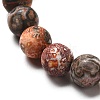 Frosted Round Natural Leopard Skin Jasper Beads Stretch Bracelet for Men Women BJEW-JB06809-4