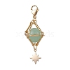 Natural Green Aventurine Brass Pendant Decorations HJEW-JM01817-02-4