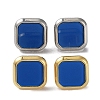 6 Pair 2 Color Square Acrylic Stud Earrings EJEW-A024-03B-2